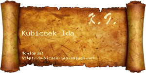 Kubicsek Ida névjegykártya